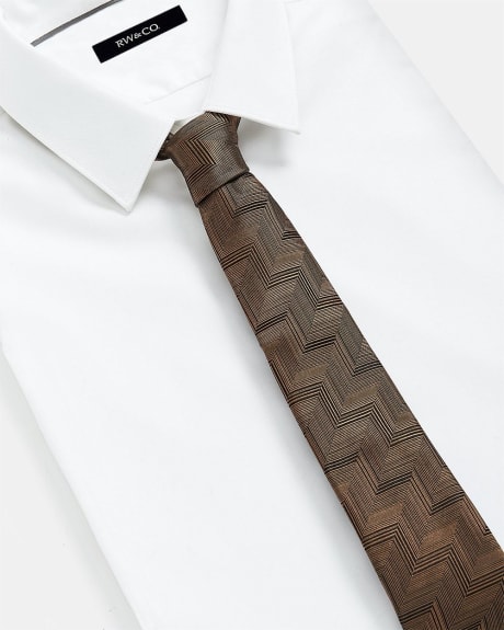 Cravate Régulière Texturée Brune