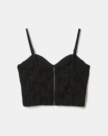 Crochet Lace Bustier Blouse with Adjustable Straps