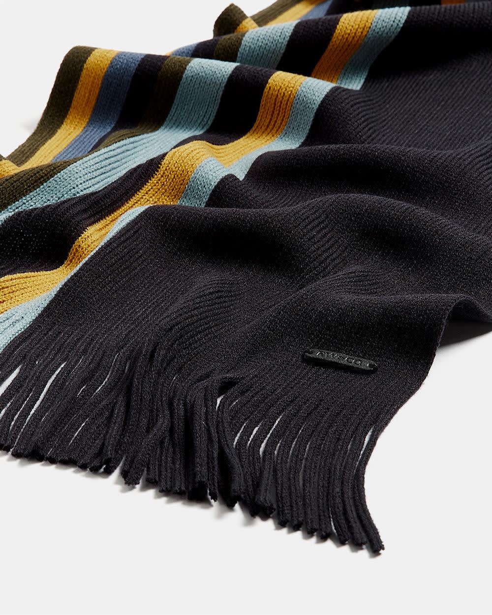 Yellow and Khaki Stripes Knit Scarf RW&CO.