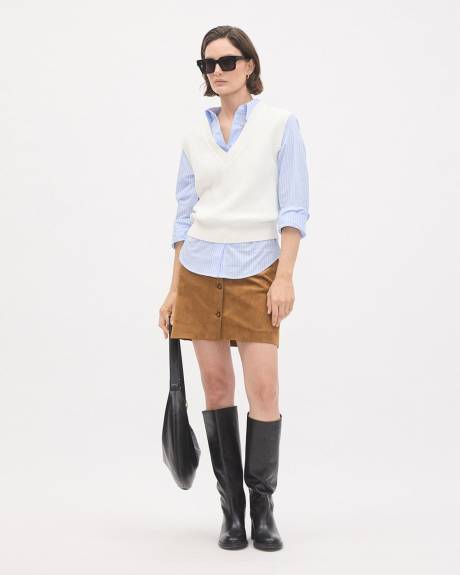 Striped Long-Sleeve Buttoned-Down Poplin Blouse