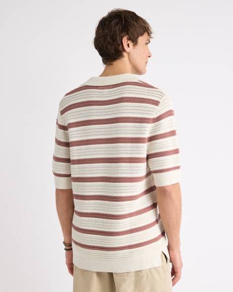 Short-Sleeve Johnny Sweater with Horizontal Stripes