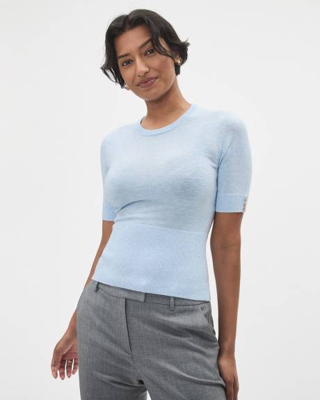 Pull &agrave; Manches aux Coudes et Col Rond