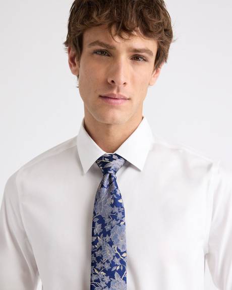 Blue Regular Tie with Floral Pattern