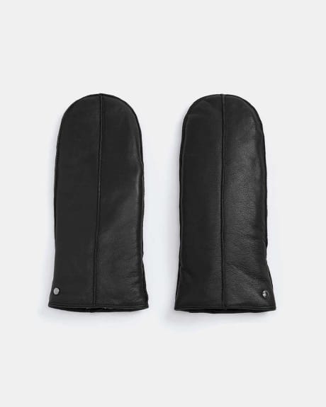 Leather Mittens with Fleece Lining