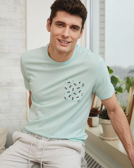Short Sleeve Crew Neck with Printed Pocket