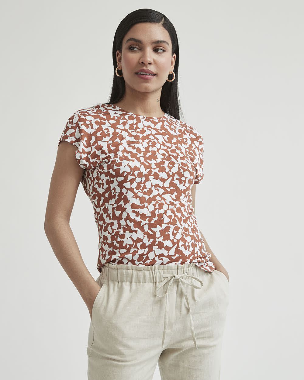 ExtendedSleeve TShirt with Deep V Neckline at Back RW&CO.