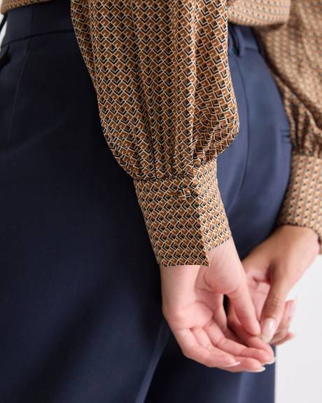 Silky Crepe Long-Sleeve Buttoned-Down Blouse