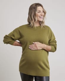 Long-Sleeve Sweater with Crew Neckline - Thyme Maternity