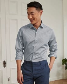 Tailored Fit Blue Geometric Print Shirt