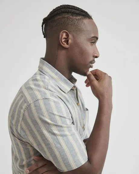 Short-Sleeve Linen Shirt with Stripes