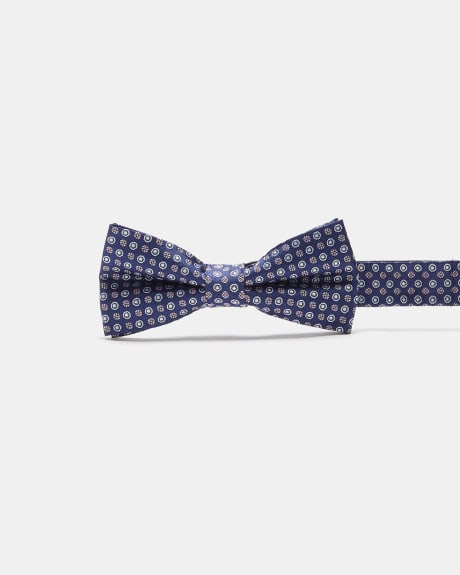 Navy Bow Tie with Pink Micro Pattern