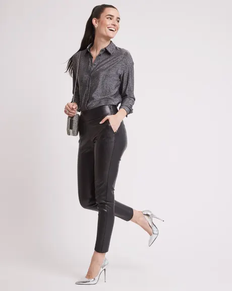 High-Rise Faux Leather Slim-Leg Ankle Pant