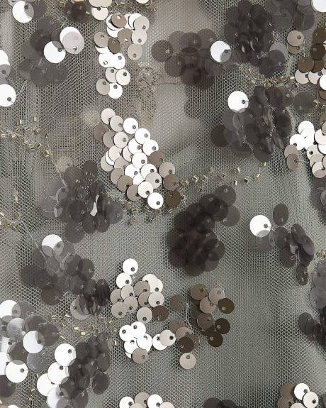 Robe Cocktail Mini à Paillettes à Manches Courtes