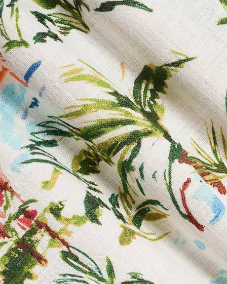 Robe Courte Sans Manches &agrave; Encolure Licou en M&eacute;lange de Lin