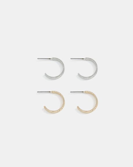 Small Textured Hoops - 2 Pairs