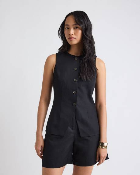 Linen-Blend Sleeveless Vest