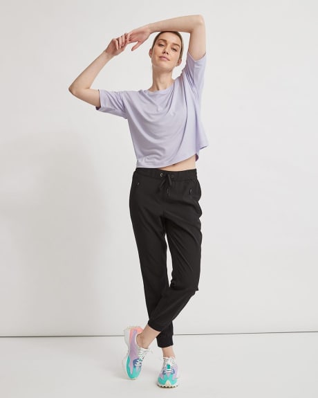 Crew-Neck Athleisure Tee with Open Back