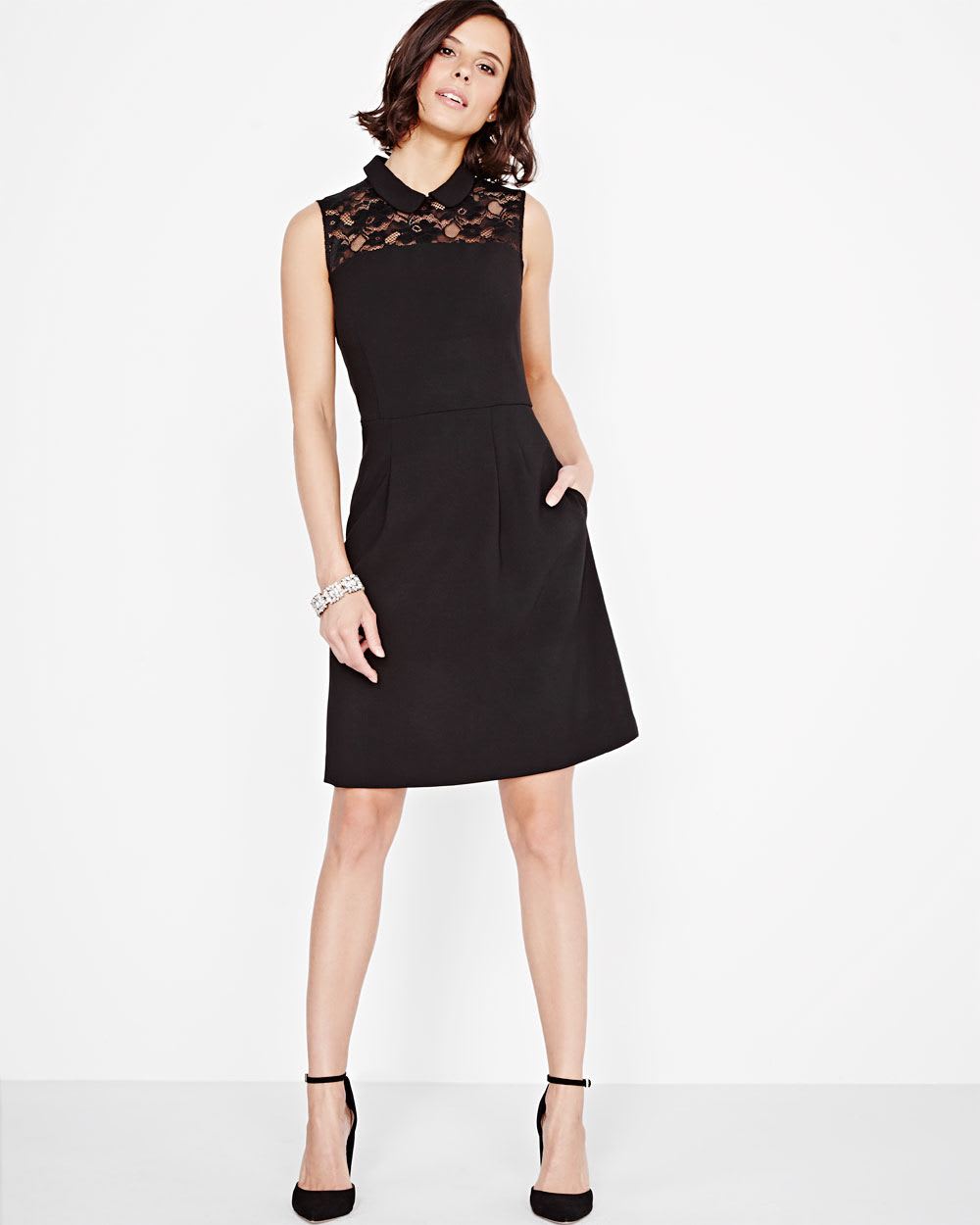 Fit and Flare Dress with lace yoke | RW&CO.