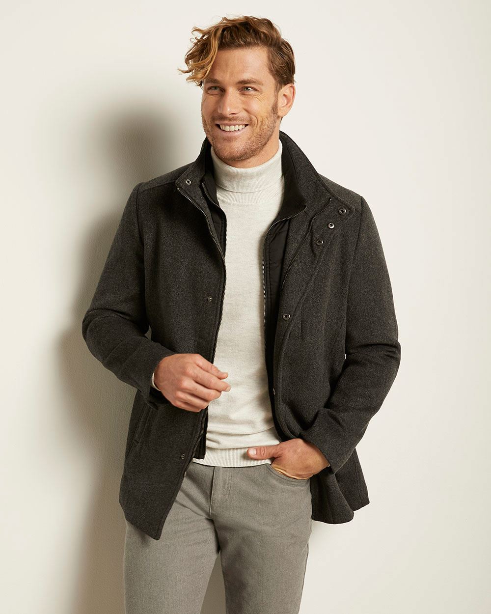 Grey WoolBlend Car Coat RW&CO.