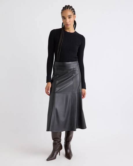 Haut Moulant en Mailles Pointelle à Manches Longues et Col Rond