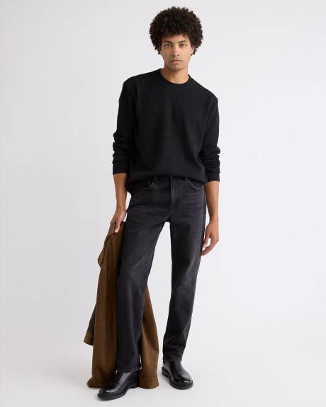 Pull Côtelé à Manches Longues et Col Rond