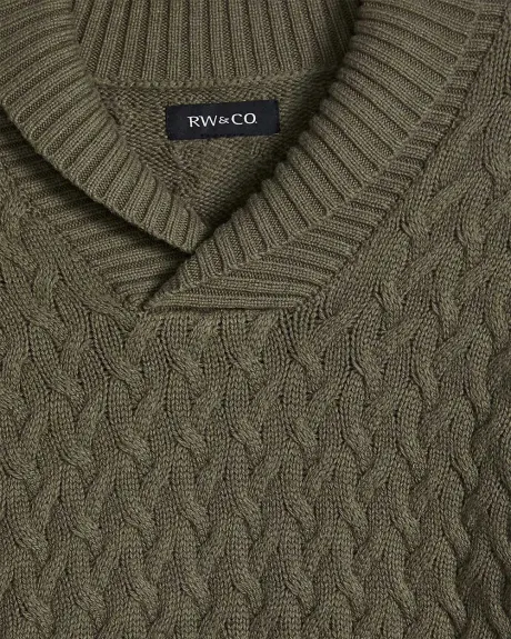 Fancy Stitch Shawl Neck Sweater