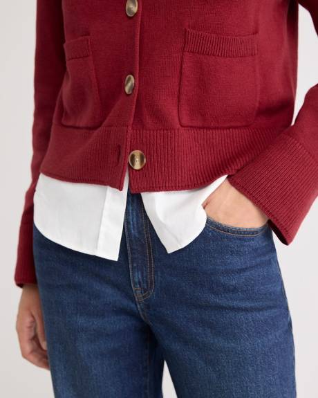 Cardigan Ample Court en Laine Mérinos avec Poches