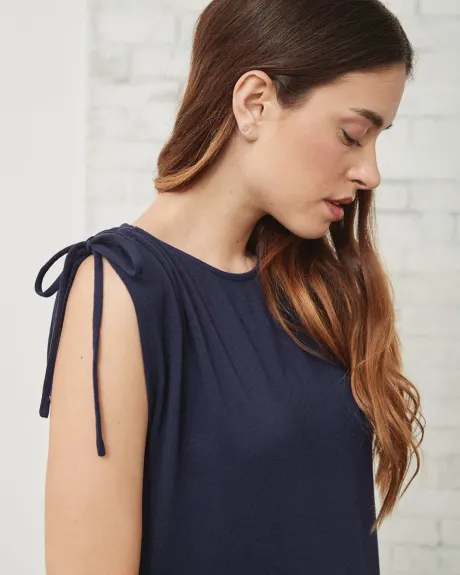 French Terry Extended Shoulder T-Shirt with Drawcords