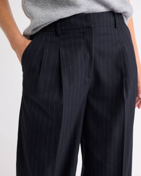 Striped High-Rise Wide-Leg Flannel Pant