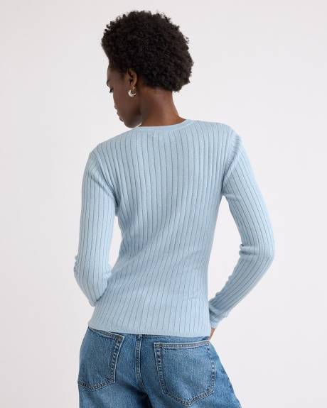 Pull &agrave; Manches Longues avec Boutons et Col V