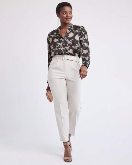 Long-Sleeve Buttoned-Down Satin Blouse