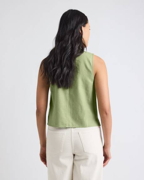 Solid Sleeveless Linen-Blend Blouse
