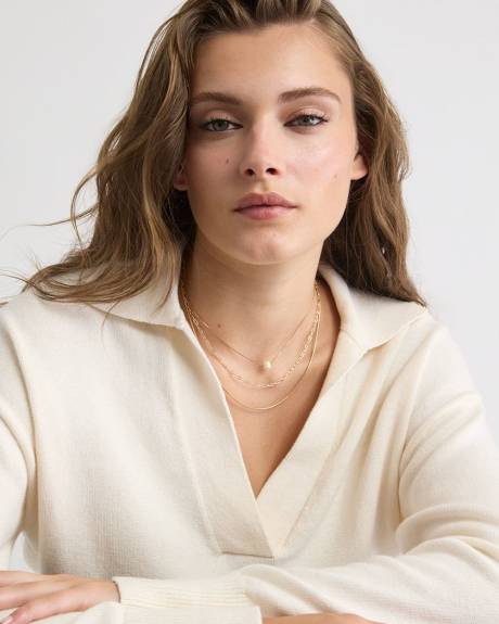 Triple-Chain Necklace with Freshwater Pearl