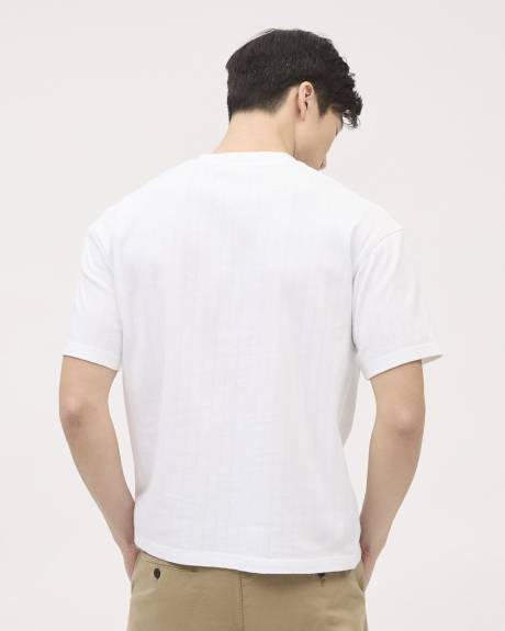 Oversized Short-Sleeve Crew-Neck Textured Tee