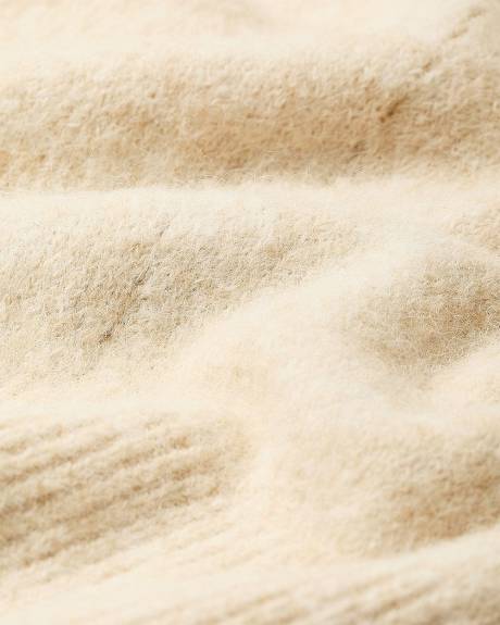 Pull à Manches Longues et Col Rond en Tricot Pelucheux