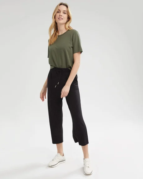 Pull-on High-Waist Wide Crop Pant