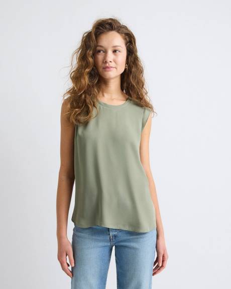 Cap-Sleeve Crew-Neck Blouse
