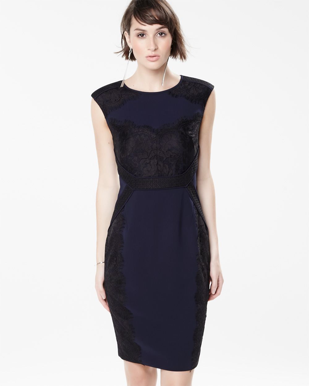 Fitted sleeveless dress with lace | RW&CO.