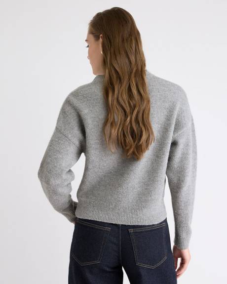 Long-Sleeve Crew-Neck Sweater with Flower Appliqués