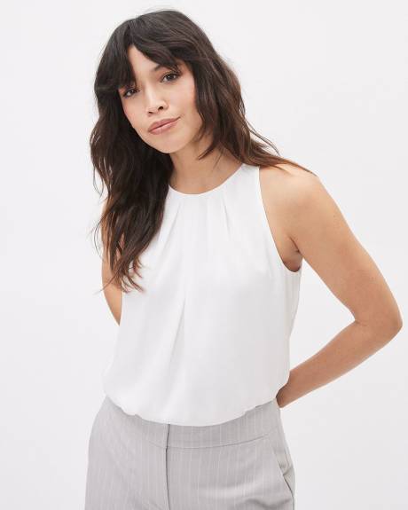 Solid Crew-Neck Silky Crepe Cami