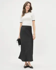 Satin High-Waisted Flare Maxi Skirt