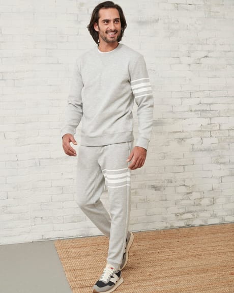 Track Suit Crew-Neck Tee with Stripes on Sleeve