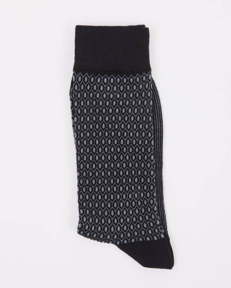 Black Socks with Geometric Pattern