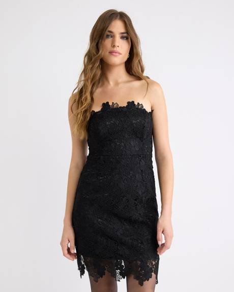 Robe Courte Sans Manches en Dentelle 3D