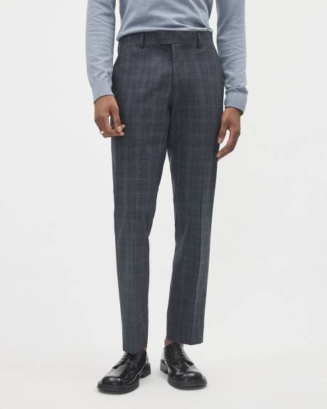 Pantalon de Complet Carreaut&eacute; Style Denim &agrave; Coupe &Eacute;troite