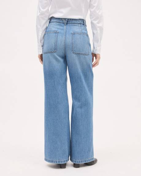 Light-Wash Ultra-High-Rise Wide-Leg Jeans
