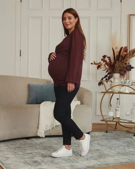 Front Twist T-Shirt with Long Chiffon Sleeves - Thyme Maternity