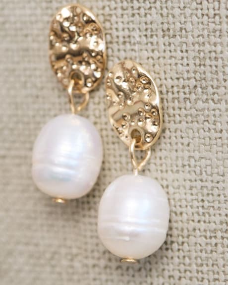 Boucles d'Oreilles Dorées avec Pendentifs Perles