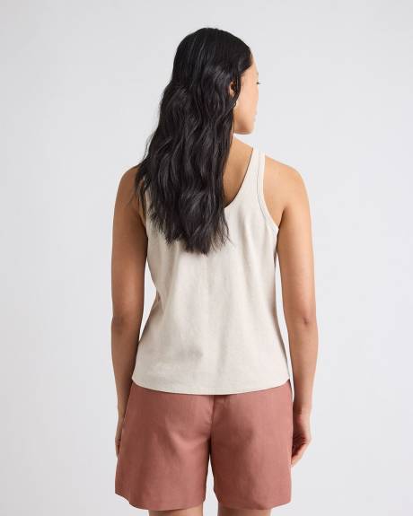 Crew-Neck Linen-Blend Tank Top