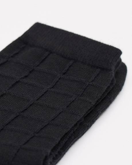 Cotton Socks with Textured Checkered Pattern